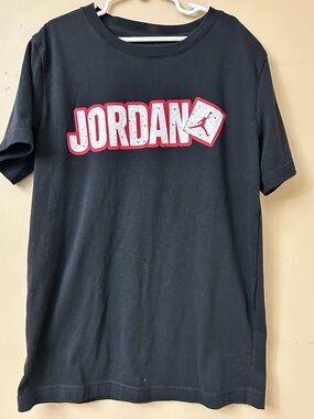 Jordan Black Tee with Red Jumpman and White Lettering